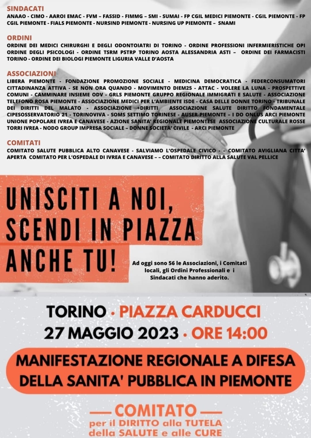 Manifestazione regionale a difesa della Sanità pubblica in Piemonte
